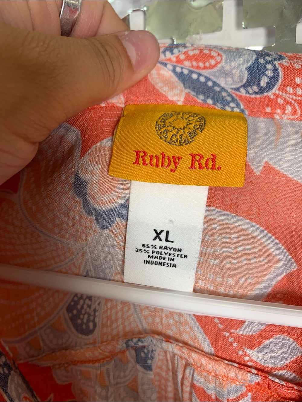 Ruby Rd. Coral Floral Pintuck Button-Front Top - Picture 2 of 3